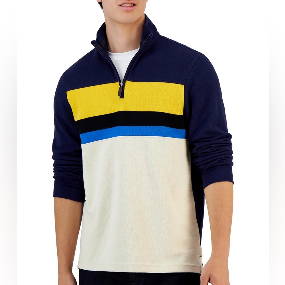 Mens Club Room French Rib 1/4 Zip Mock Neck Pullover Sweater NWT -B1